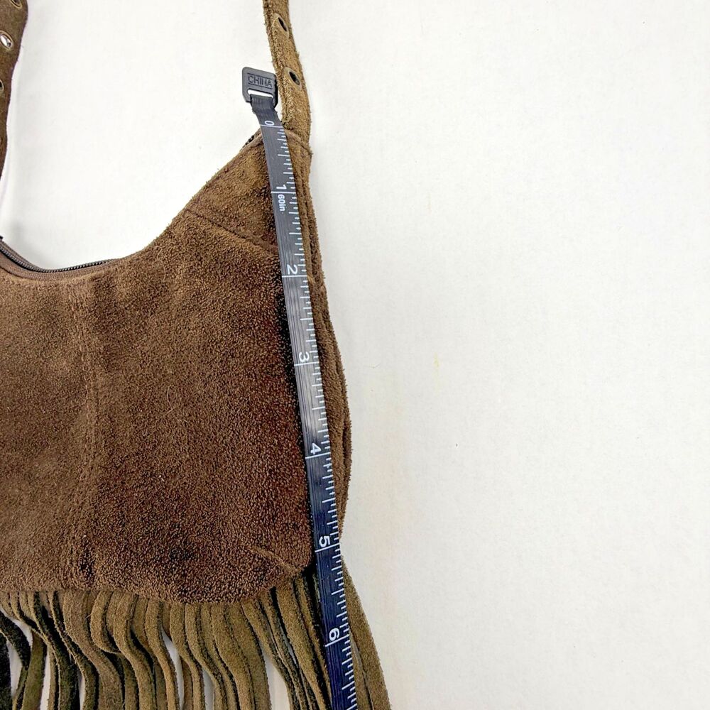 GIANNI Brown Suede Fringe Shoulder Bag Boho Western Cowgirl Pocketbook Purse - Picture 6 of 8
